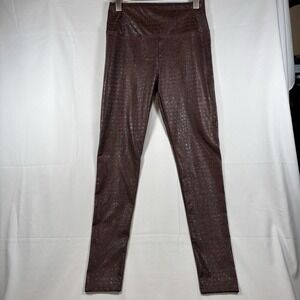 7 For All Mankind 7FAM Faux Leather‎ Crocodile Embossed Pants Sz Small Brown